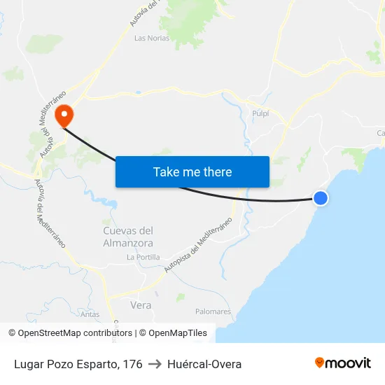 Lugar Pozo Esparto, 176 to Huércal-Overa map