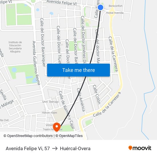 Avenida Felipe Vi, 57 to Huércal-Overa map