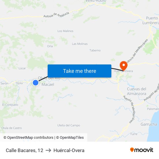 Calle Bacares, 12 to Huércal-Overa map