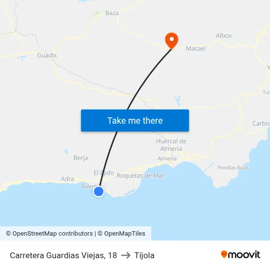 Carretera Guardias Viejas, 18 to Tíjola map
