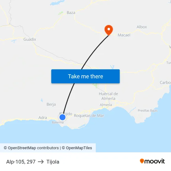 Alp-105, 297 to Tíjola map