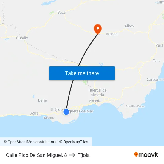 Calle Pico De San Miguel, 8 to Tíjola map