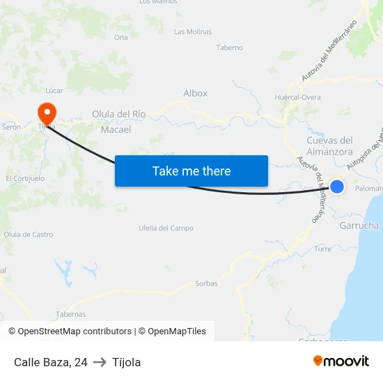 Calle Baza, 24 to Tíjola map