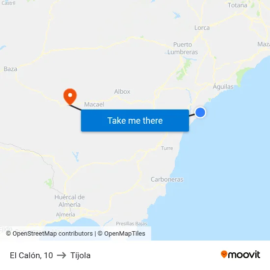 El Calón, 10 to Tíjola map