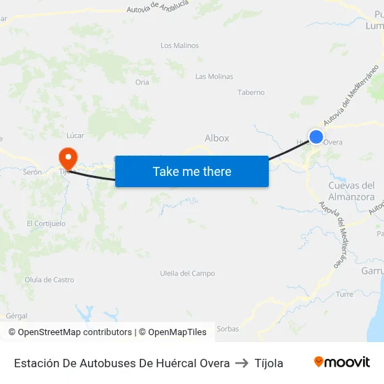 Estación De Autobuses De Huércal Overa to Tíjola map