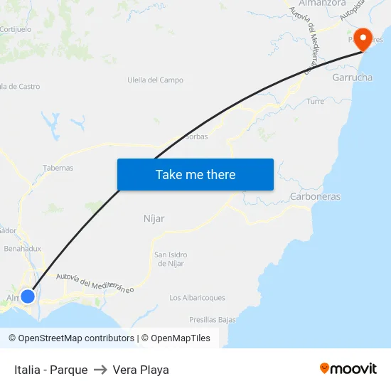 Italia - Parque to Vera Playa map