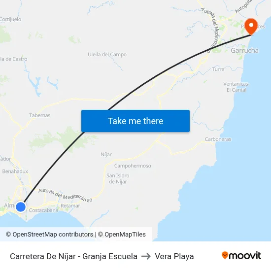 Carretera De Níjar - Granja Escuela to Vera Playa map
