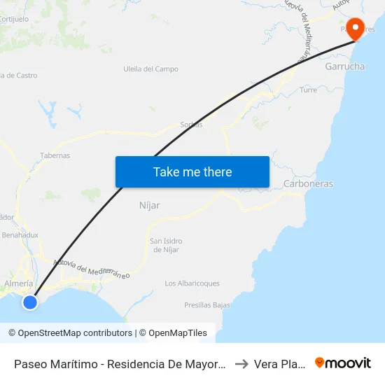 Paseo Marítimo - Residencia De Mayores to Vera Playa map