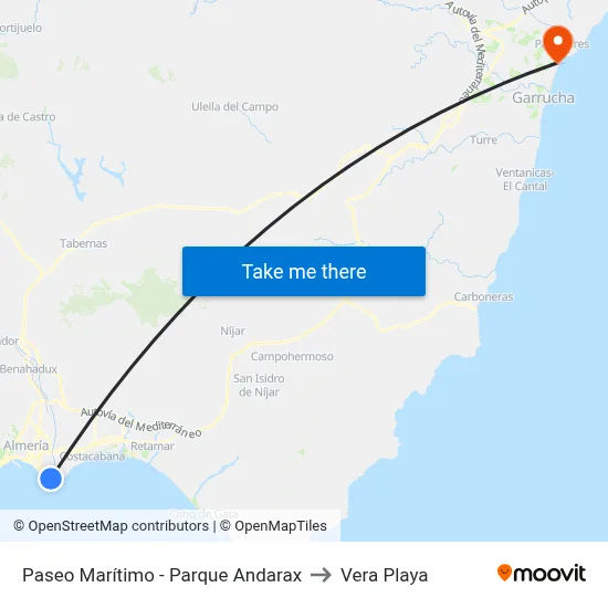Paseo Marítimo - Parque Andarax to Vera Playa map