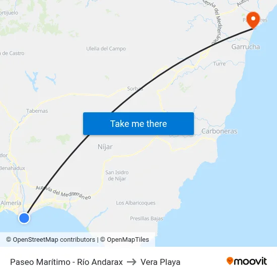 Paseo Marítimo - Río Andarax to Vera Playa map