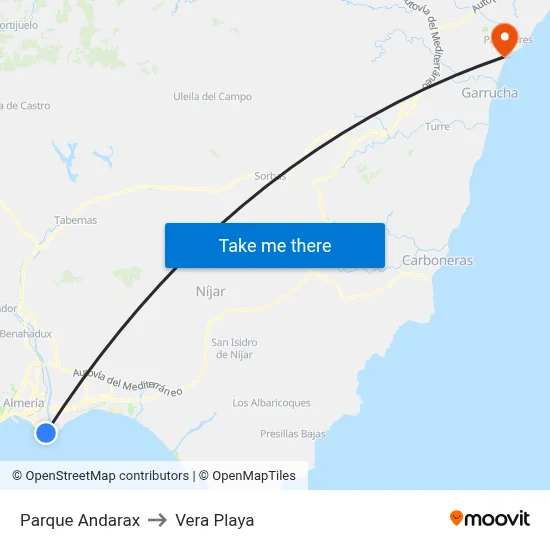 Parque Andarax to Vera Playa map