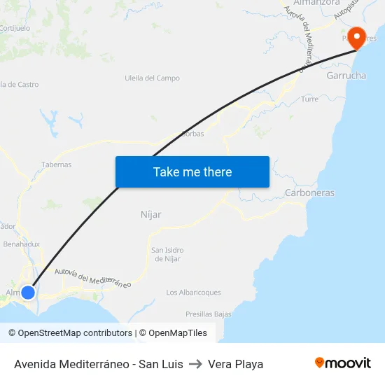 Avenida Mediterráneo - San Luis to Vera Playa map
