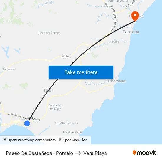 Paseo De Castañeda - Pomelo to Vera Playa map