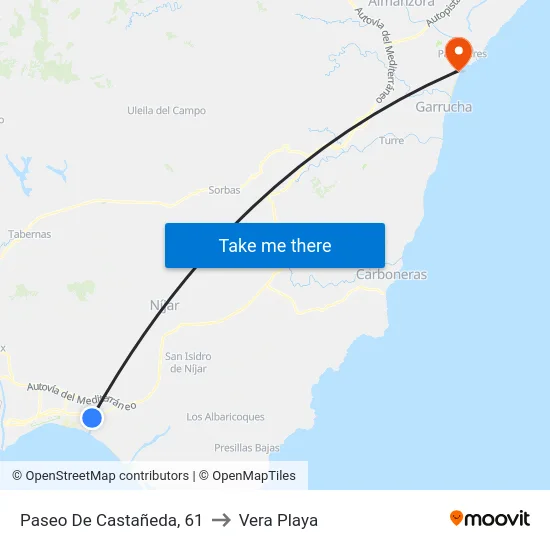 Paseo De Castañeda, 61 to Vera Playa map