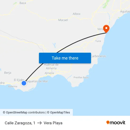 Calle Zaragoza, 1 to Vera Playa map