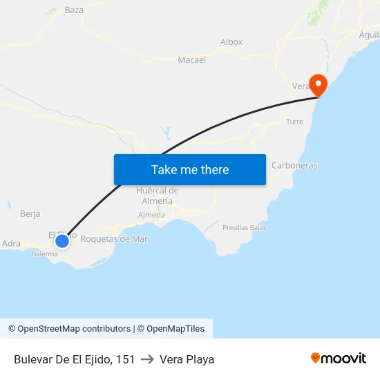 Bulevar De El Ejido, 151 to Vera Playa map
