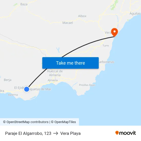 Paraje El Algarrobo, 123 to Vera Playa map
