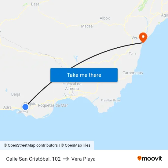 Calle San Cristóbal, 102 to Vera Playa map