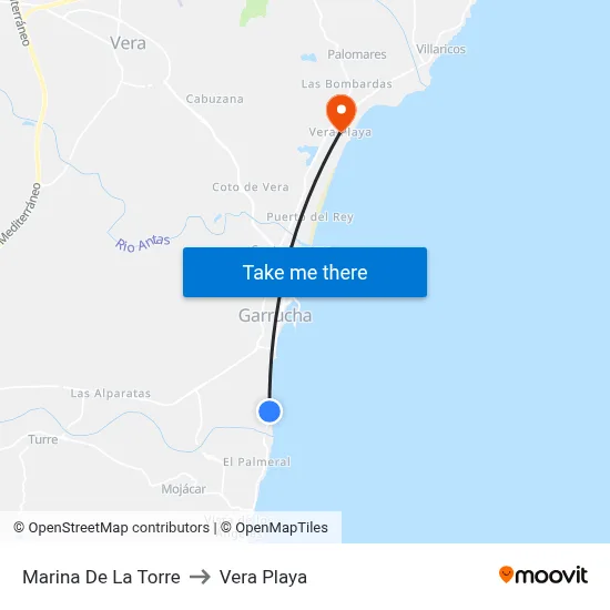 Marina De La Torre to Vera Playa map