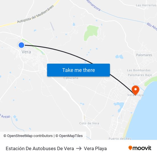 Estación De Autobuses De Vera to Vera Playa map