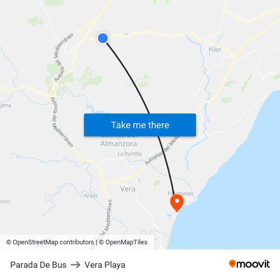 Parada De Bus to Vera Playa map