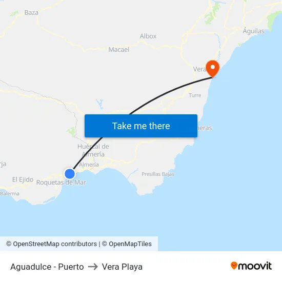 Aguadulce - Puerto to Vera Playa map