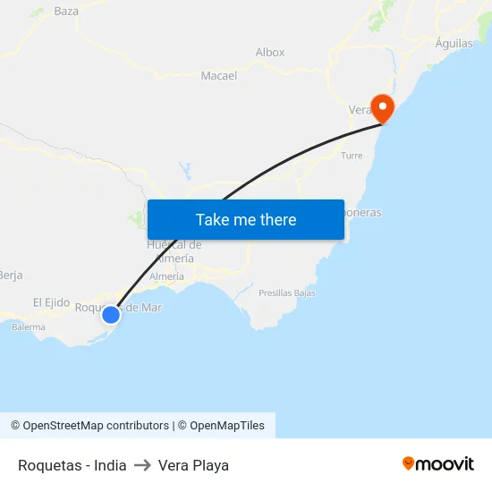 Roquetas - India to Vera Playa map