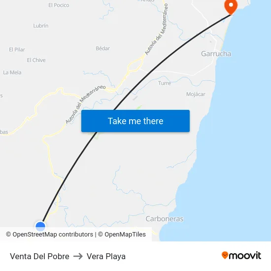 Venta Del Pobre to Vera Playa map