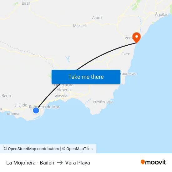 La Mojonera - Bailén to Vera Playa map