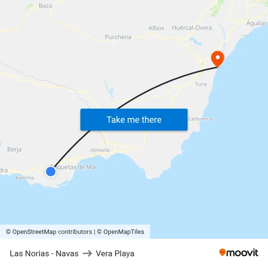 Las Norias - Navas to Vera Playa map