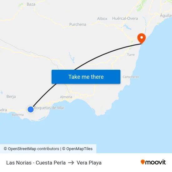 Las Norias - Cuesta Perla to Vera Playa map