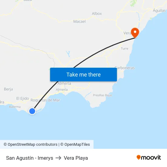 San Agustín - Imerys to Vera Playa map