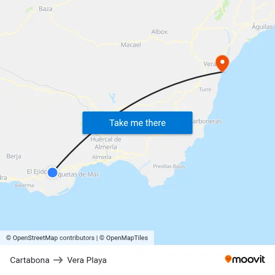 Cartabona to Vera Playa map
