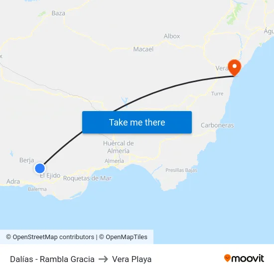 Dalías - Rambla Gracia to Vera Playa map