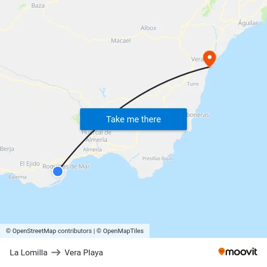 La Lomilla to Vera Playa map