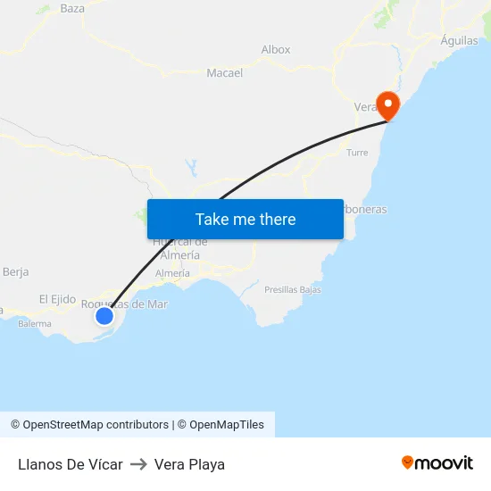 Llanos De Vícar to Vera Playa map