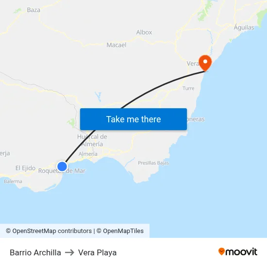 Barrio Archilla to Vera Playa map
