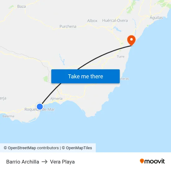 Barrio Archilla to Vera Playa map