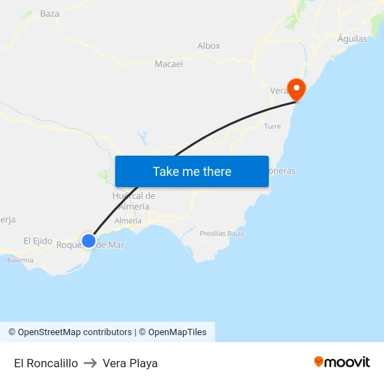 El Roncalillo to Vera Playa map