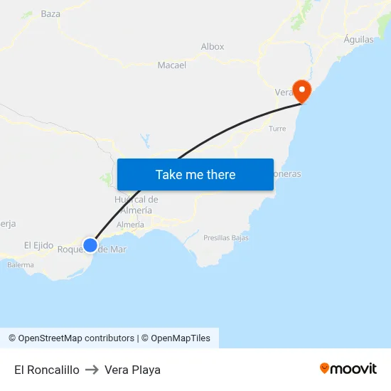 El Roncalillo to Vera Playa map