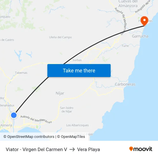 Viator - Virgen Del Carmen V to Vera Playa map