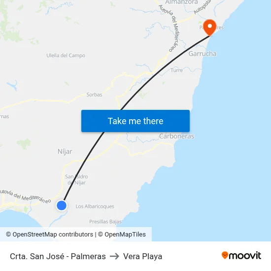 Crta. San José - Palmeras to Vera Playa map