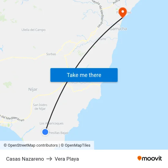 Casas Nazareno to Vera Playa map