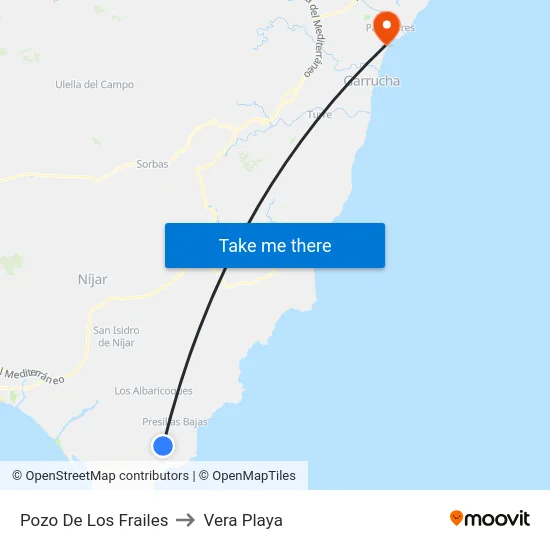Pozo De Los Frailes to Vera Playa map
