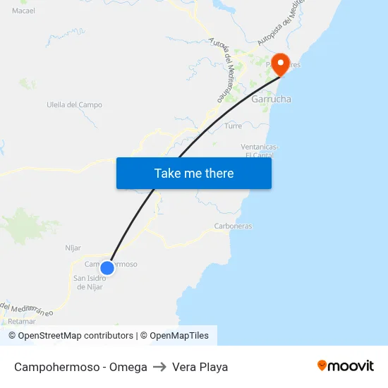 Campohermoso - Omega to Vera Playa map