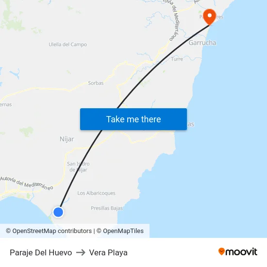 Paraje Del Huevo to Vera Playa map
