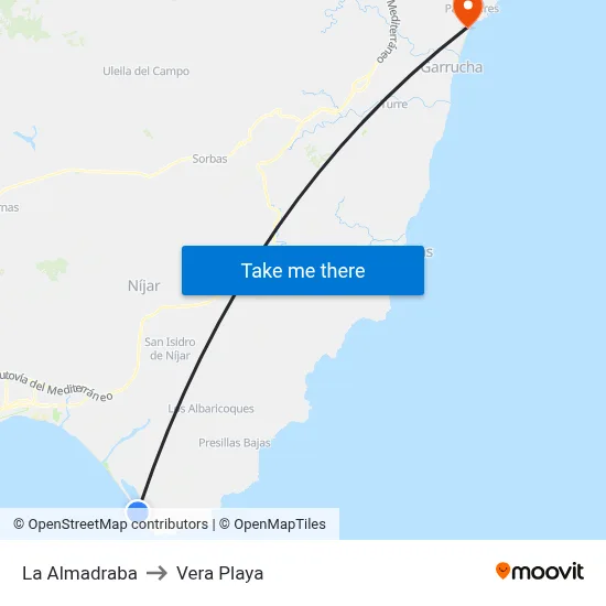 La Almadraba to Vera Playa map
