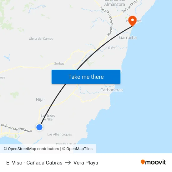 El Viso - Cañada Cabras to Vera Playa map