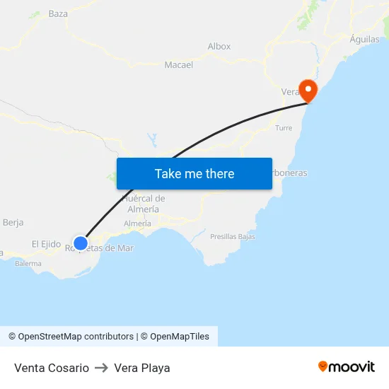 Venta Cosario to Vera Playa map