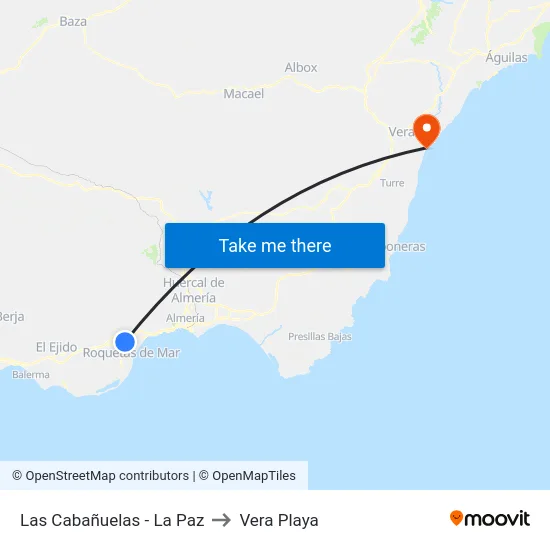 Las Cabañuelas - La Paz to Vera Playa map